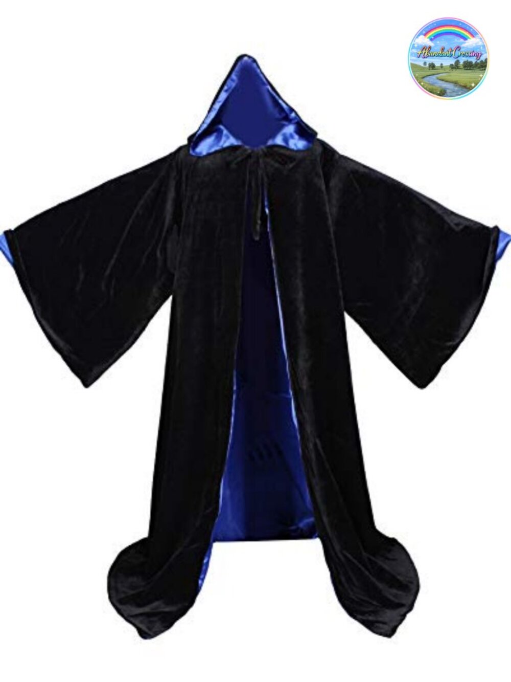 Velvet Wizard Robe Satin Lined Hood Bell Sleeves Costume